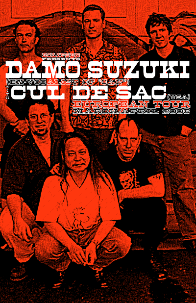 Tour poster for Cul de Sac and Damo Suzuki European tour.